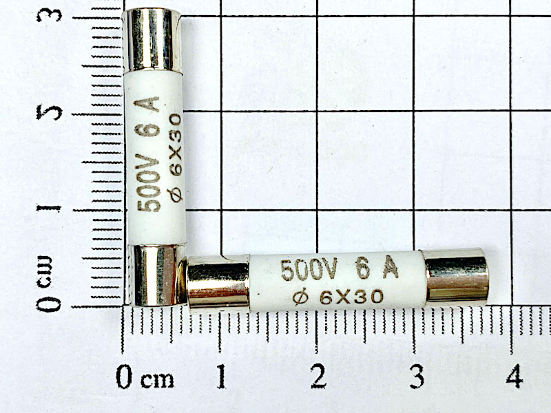 Cầu chì sứ R058 6A 500V kích thước 6X30MM - Linh Kiện Độc