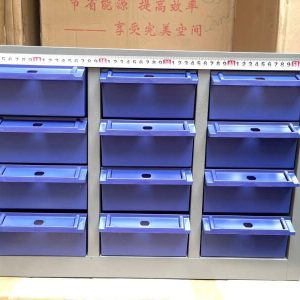 Tủ đựng linh kiện điện tử, điện thoại, phụ kiện cơ khí 12 ngăn có vỏ tôn không có cánh khóa