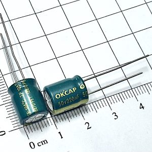 tụ hóa OKCAP 220uf 50v xanh lục 11x13.5mm_2