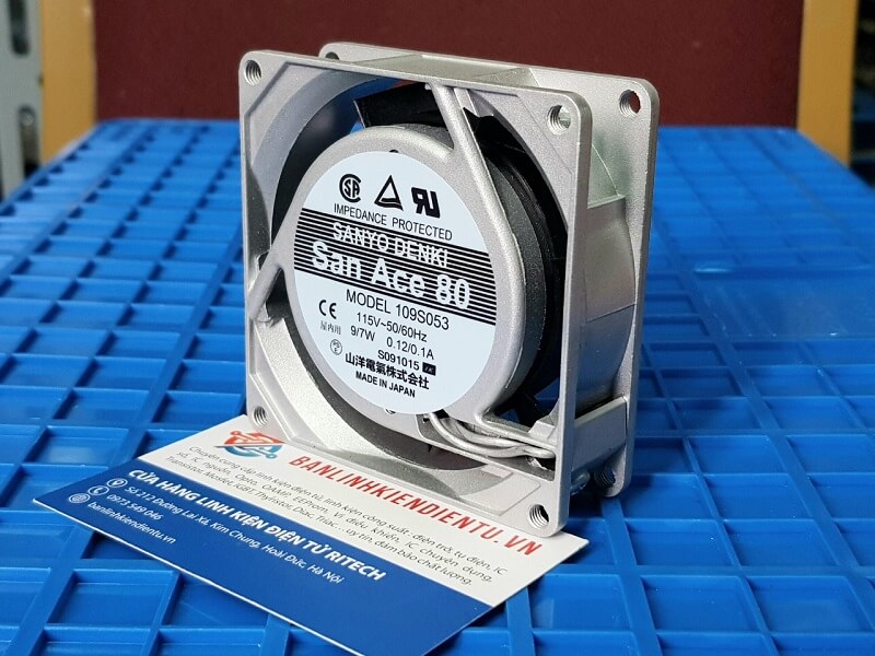 Quạt tản nhiệt Sanyo Denki 109S053 115VAC 0.12/0.1A 80x80x26mm 2 dây - Ảnh 2