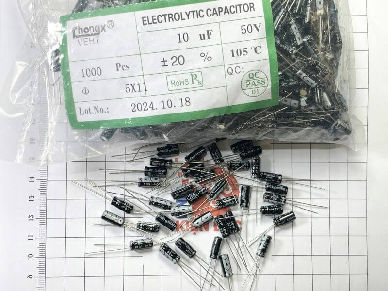Tụ Hóa 10uF 50V kích thước 5x11mm - Ảnh 2