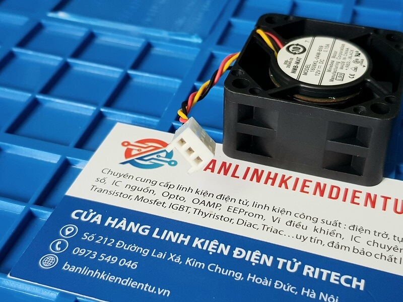 Quạt tản nhiệt NMB 1608KL-04W-B59 12V 0.15A 40x40x20mm 3 dây - Ảnh 3