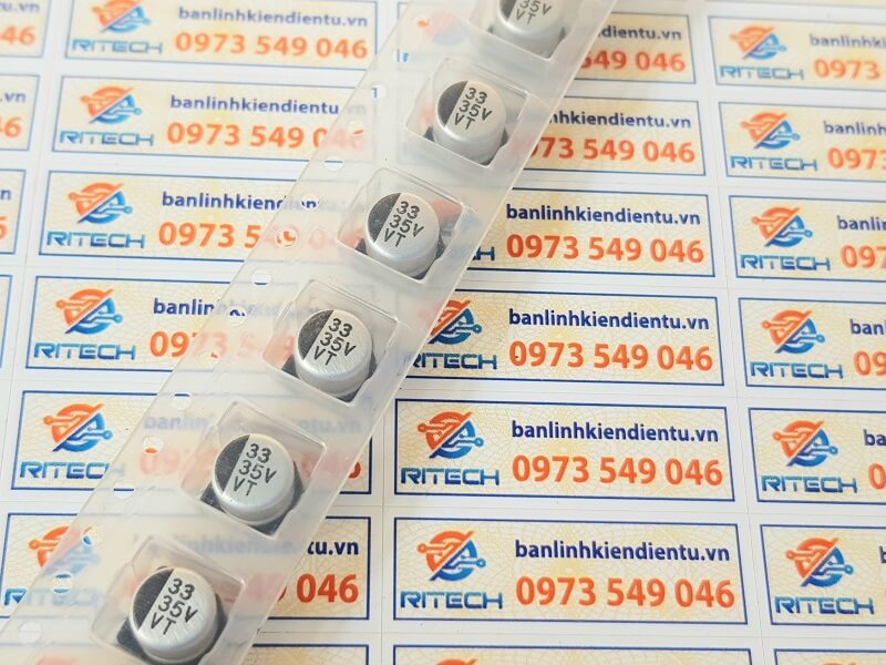 Tụ nhôm 33uF 35V kích thước 6.3×5.4mm - Ảnh 2