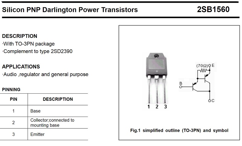 B1560 2SB1560 Transistor Darlington PNP 150V 10A TO-3P chính hãng - Ảnh 3