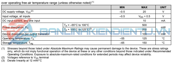 Giá trị thông số kĩ thuật hoạt động tối đa của IC CDGiá trị thông số kĩ thuật hoạt động tối đa của IC CD4513B4513B