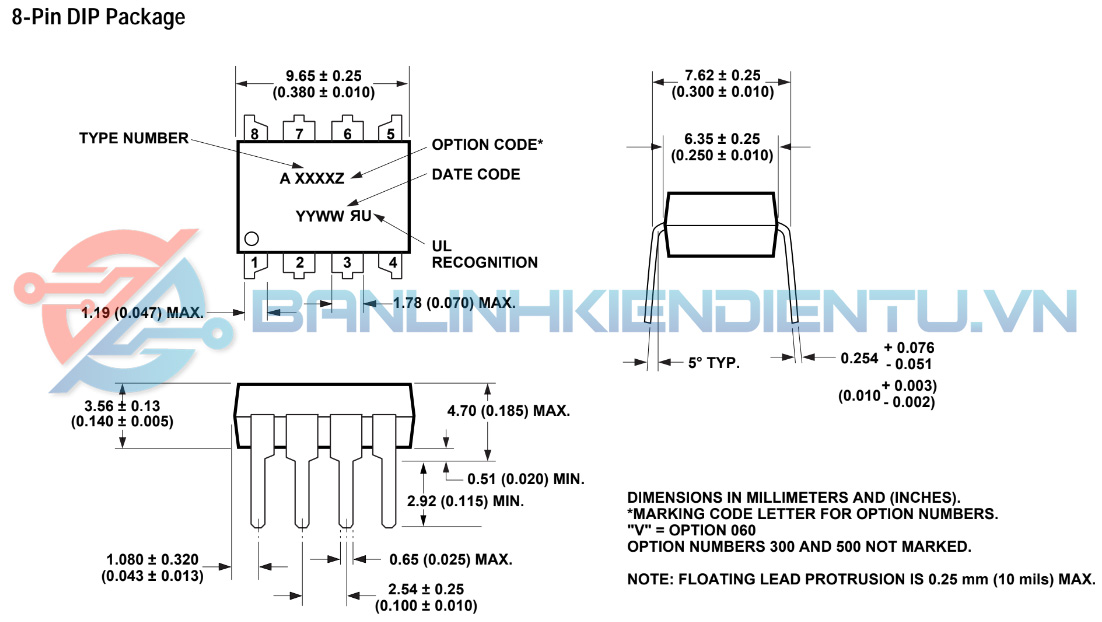 Kích thước A1458 dip8