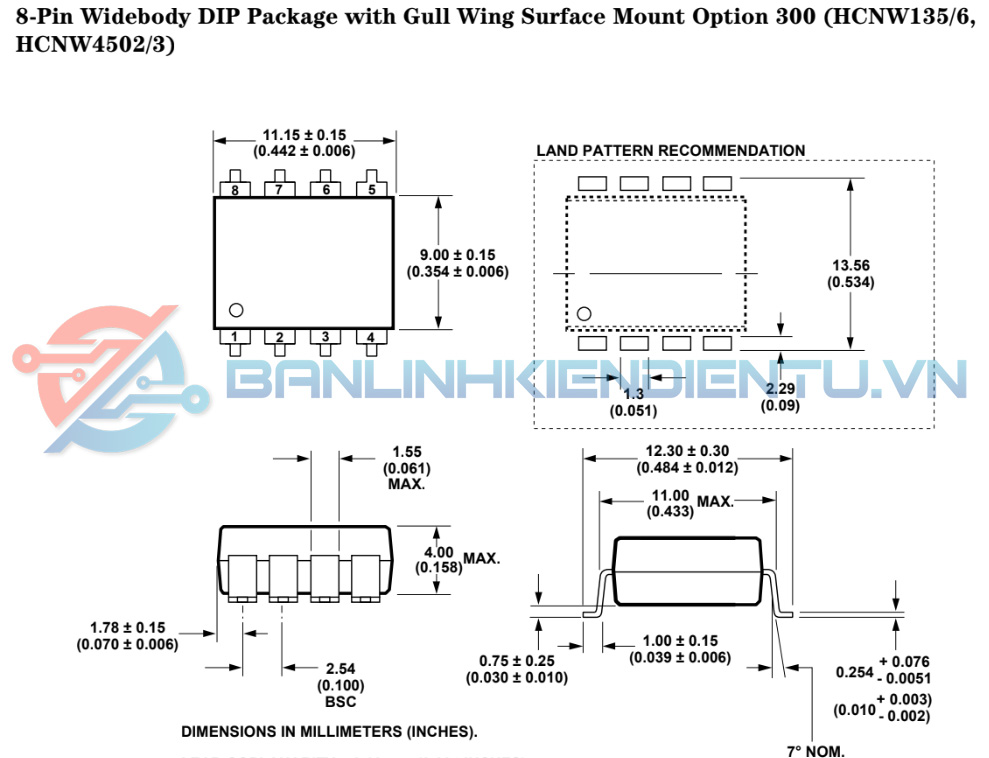 Kích thước HCNW136 sop8