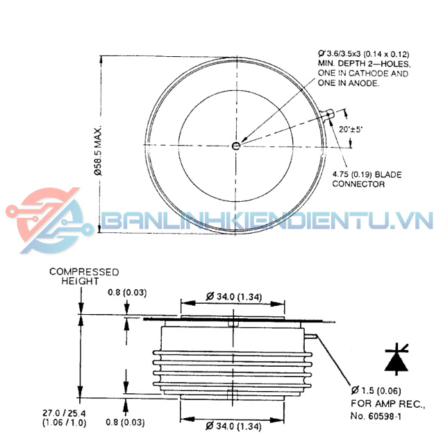 Thyristor đĩa N370CH12 tháo máy - Ảnh 4