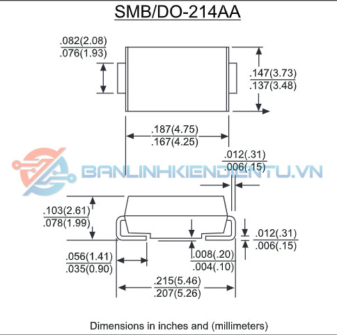 Diode Schottky SR260 kí hiệu SS26 DO-214 2A 60V - Ảnh 3