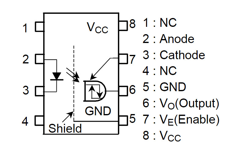 Sơ đồ chân Opto TLP558