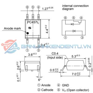 Sơ đồ chân và kích thước PC457