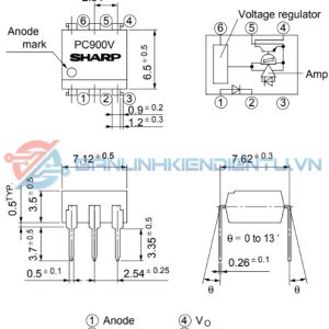 Sơ đồ chân và kích thước PC900V