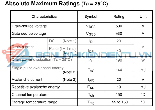 THÔNG SỐ KỸ THUẬT K20J60U