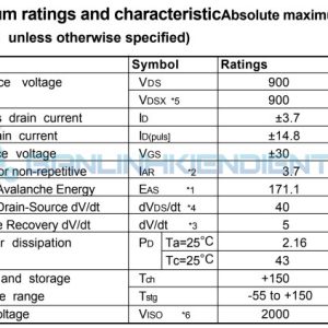 Thông số kĩ thuật K3699