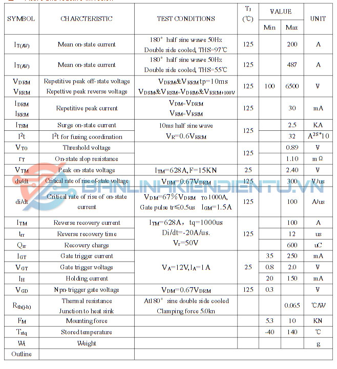 KP200A, KP200A 1600V Thyristor 200A 1600V - Ảnh 8