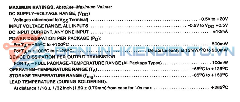 Thông số kỹ thuật của IC số CD4022