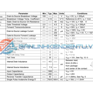 đặc tính điện tử IRF540N