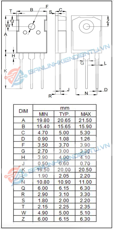 kích thước IRFP4568