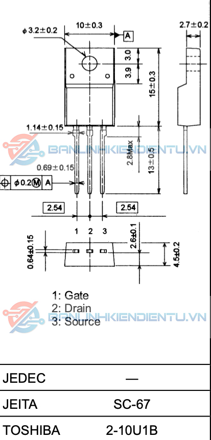 kích thước của K3564
