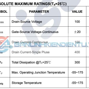 thông số kỹ thuật IPB100N10S3-05