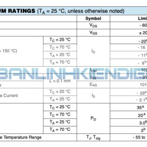 thông số kỹ thuật IRFU9024N