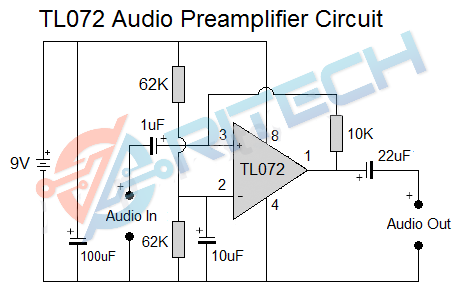 tl072-audio-preamplifier-circuit