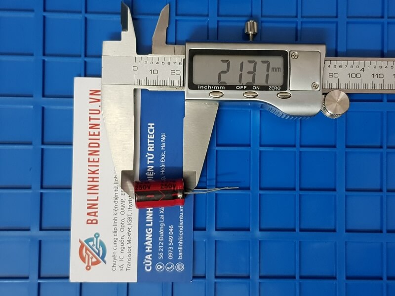 Tụ hóa 22uF 250V kích thước 12x21mm - Ảnh 2
