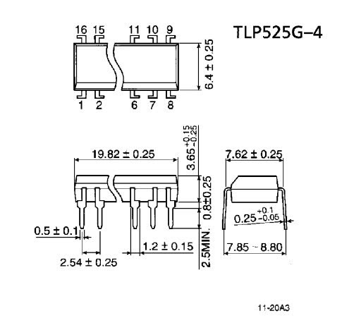 Kích thước TLP525G-4 dip-16
