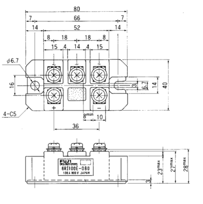 Kích thước 6RI100E-060
